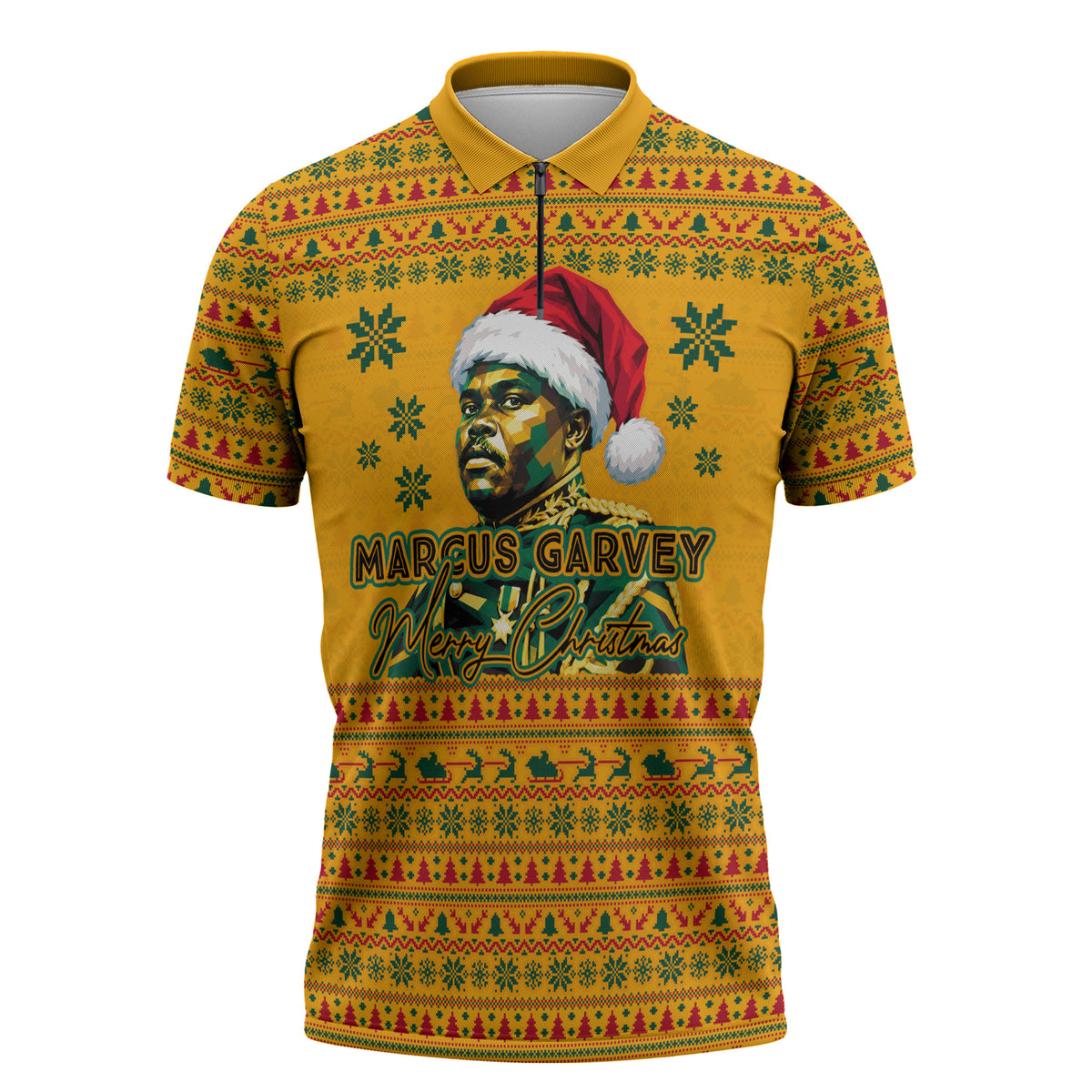 Marcus Garvey Christmas Zipper Polo Shirt Inspirational History Quote Ugly Knitted Pattern Festive