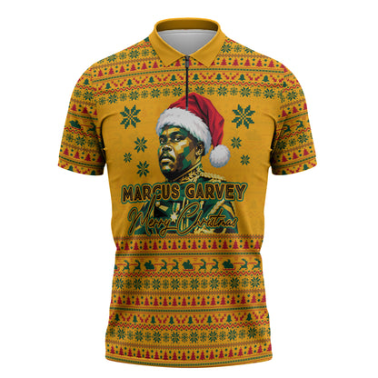 Marcus Garvey Christmas Zipper Polo Shirt Inspirational History Quote Ugly Knitted Pattern Festive