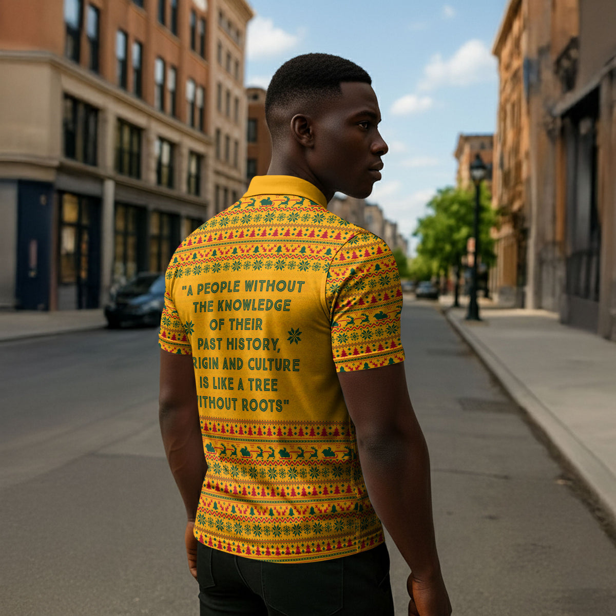 Marcus Garvey Christmas Zipper Polo Shirt Inspirational History Quote Ugly Knitted Pattern Festive