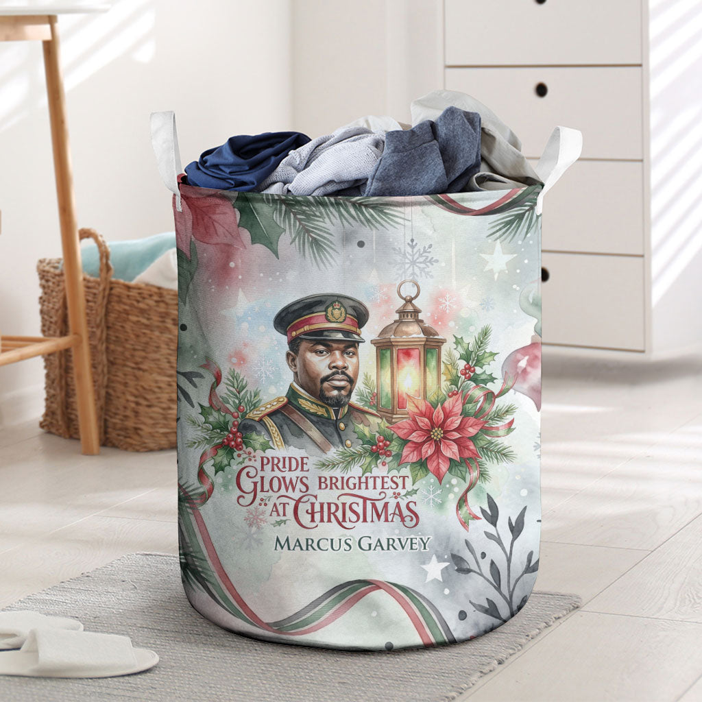 Marcus Garvey Christmas Laundry Basket Pride Glows Brightest Quote Watercolor Botanical Poinsettia
