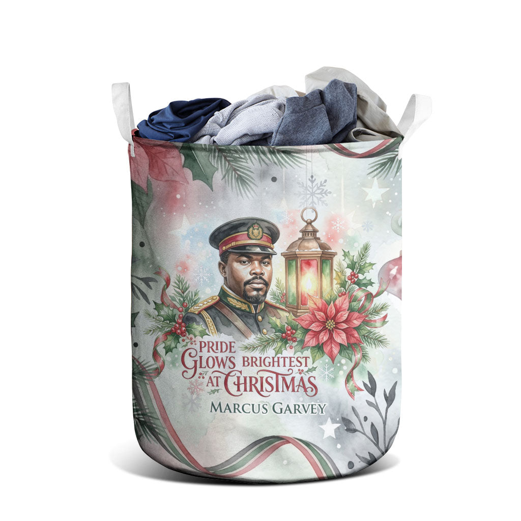 Marcus Garvey Christmas Laundry Basket Pride Glows Brightest Quote Watercolor Botanical Poinsettia