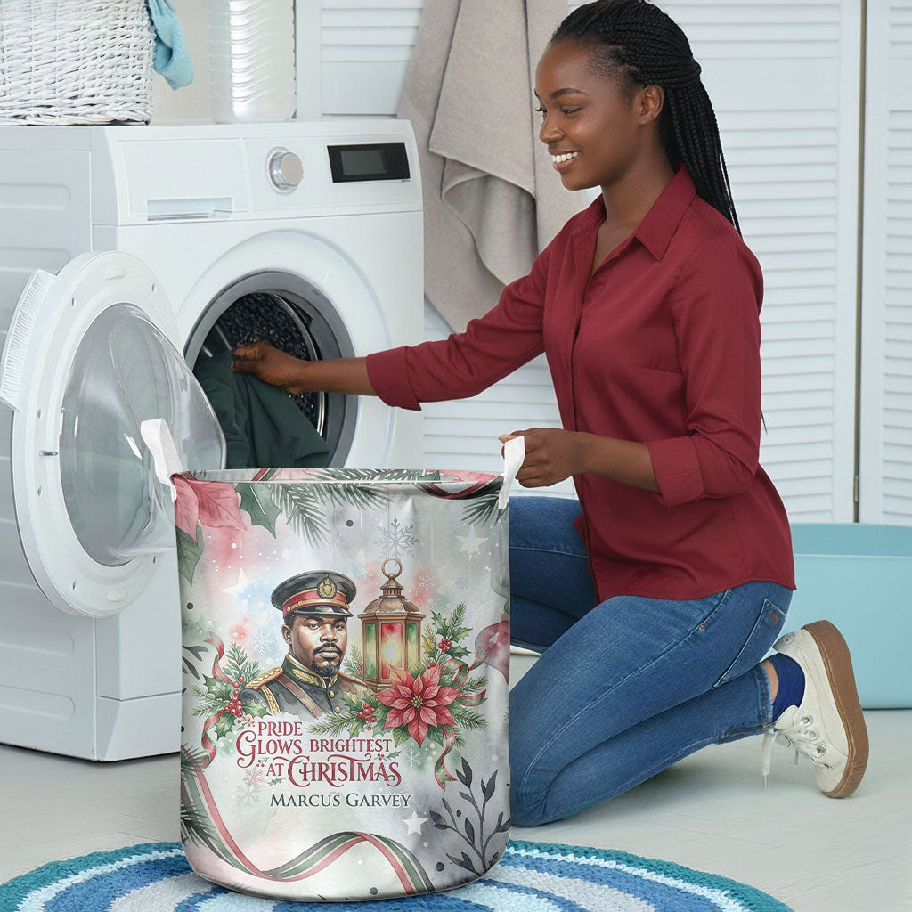 Marcus Garvey Christmas Laundry Basket Pride Glows Brightest Quote Watercolor Botanical Poinsettia