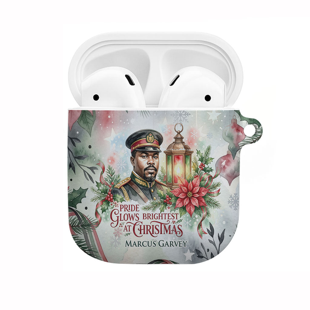 Marcus Garvey Christmas AirPods Case Pride Glows Brightest Quote Watercolor Botanical Poinsettia