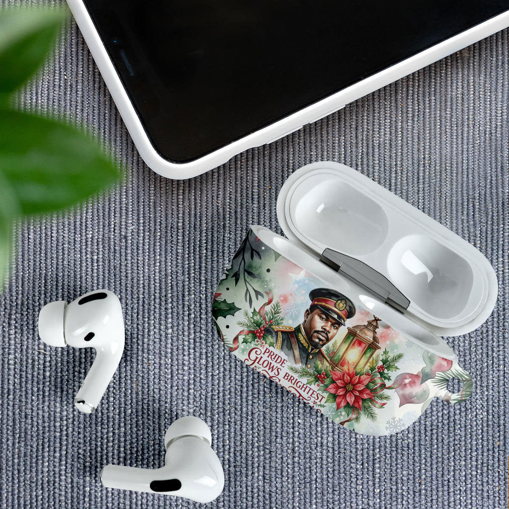 Marcus Garvey Christmas AirPods Case Pride Glows Brightest Quote Watercolor Botanical Poinsettia
