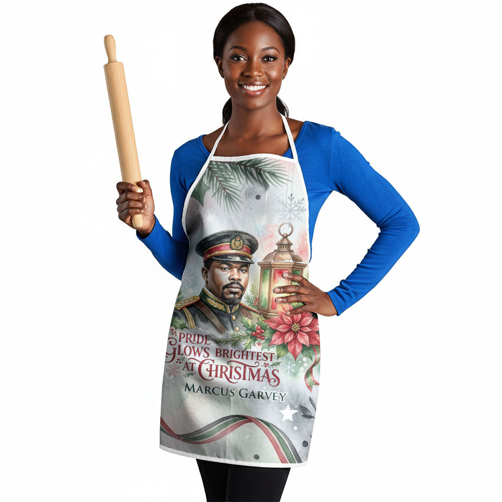 Marcus Garvey Christmas Apron Pride Glows Brightest Quote Watercolor Botanical Poinsettia
