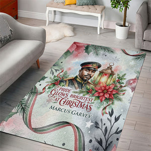 Marcus Garvey Christmas Area Rug Pride Glows Brightest Quote Watercolor Botanical Poinsettia
