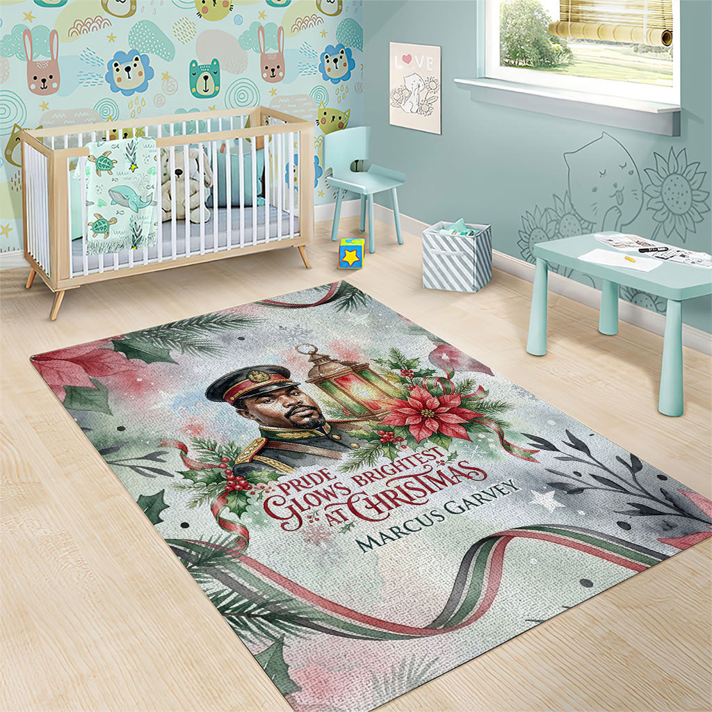 Marcus Garvey Christmas Area Rug Pride Glows Brightest Quote Watercolor Botanical Poinsettia