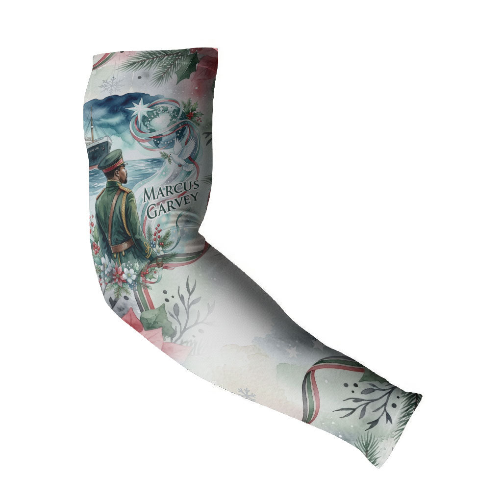 Marcus Garvey Christmas Arm Sleeves Pride Glows Brightest Quote Watercolor Botanical Poinsettia