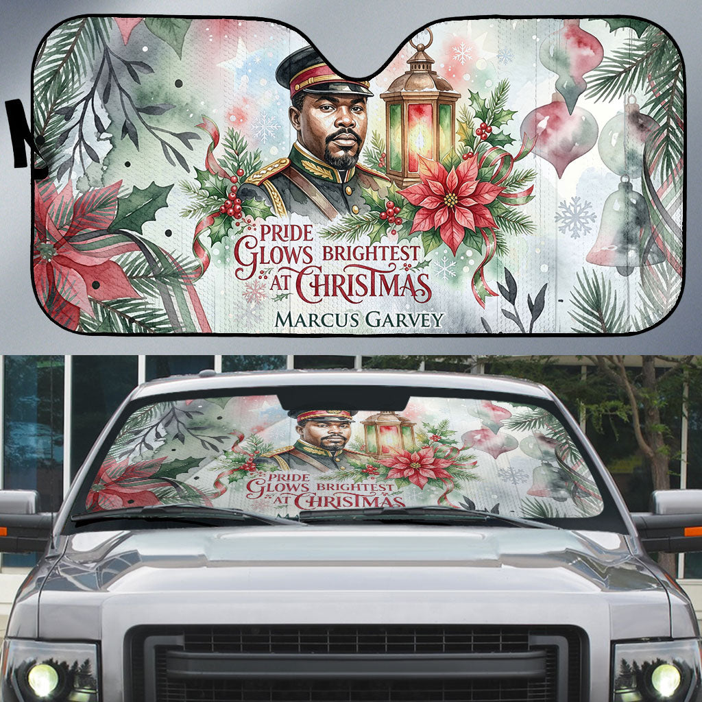 Marcus Garvey Christmas Auto Sun Shade Pride Glows Brightest Quote Watercolor Botanical Poinsettia