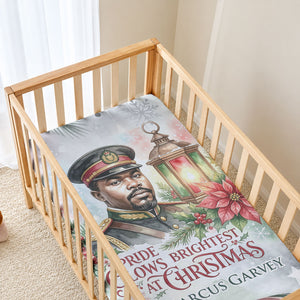 Marcus Garvey Christmas Baby Bed Cover Pride Glows Brightest Quote Watercolor Botanical Poinsettia