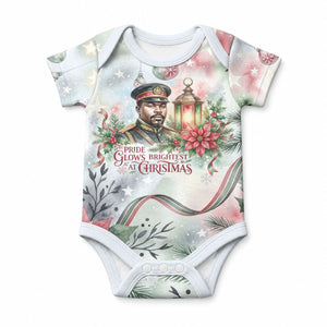 Marcus Garvey Christmas Baby Onesie Pride Glows Brightest Quote Watercolor Botanical Poinsettia