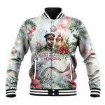 Marcus Garvey Christmas Baseball Jacket Pride Glows Brightest Quote Watercolor Botanical Poinsettia