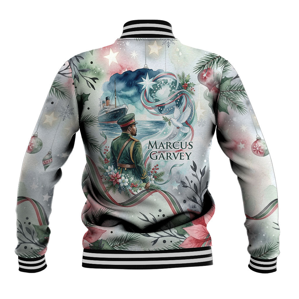 Marcus Garvey Christmas Baseball Jacket Pride Glows Brightest Quote Watercolor Botanical Poinsettia