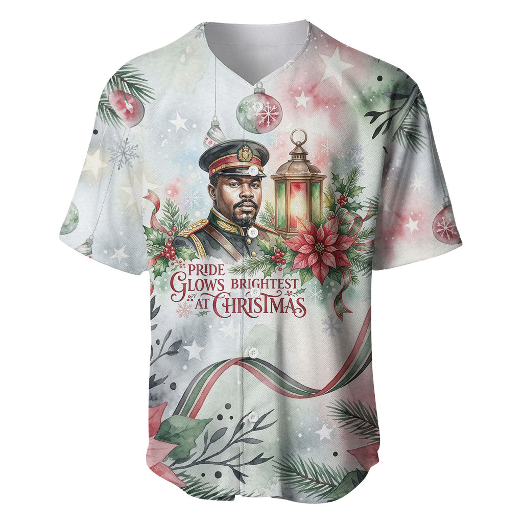 Marcus Garvey Christmas Baseball Jersey Pride Glows Brightest Quote Watercolor Botanical Poinsettia