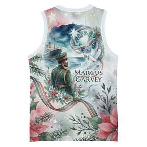 Marcus Garvey Christmas Basketball Jersey Pride Glows Brightest Quote Watercolor Botanical Poinsettia