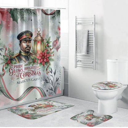Marcus Garvey Christmas Bathroom Set Pride Glows Brightest Quote Watercolor Botanical Poinsettia