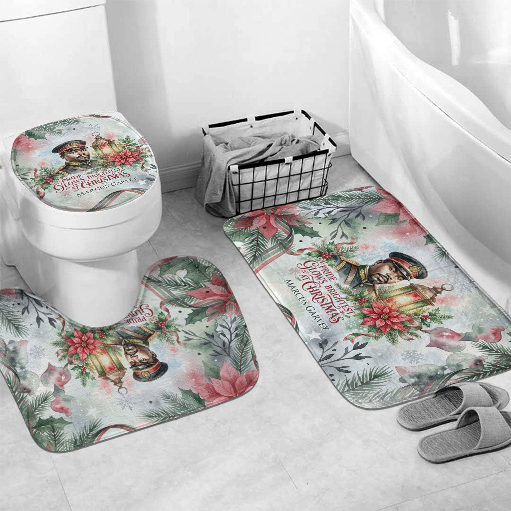 Marcus Garvey Christmas Bathroom Set Pride Glows Brightest Quote Watercolor Botanical Poinsettia