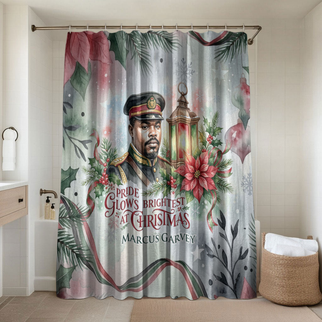 Marcus Garvey Christmas Bathroom Set Pride Glows Brightest Quote Watercolor Botanical Poinsettia