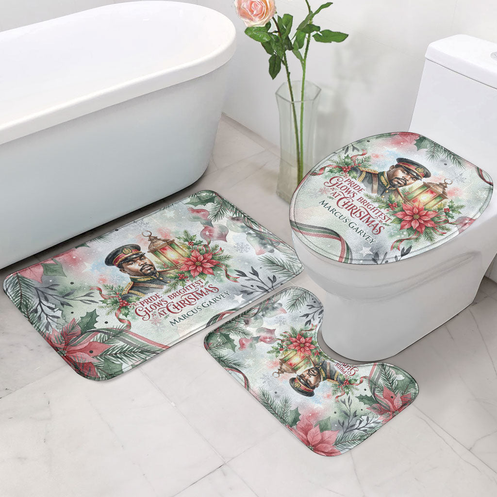 Marcus Garvey Christmas Bathroom Set Pride Glows Brightest Quote Watercolor Botanical Poinsettia