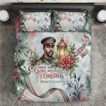 Marcus Garvey Christmas Bedding Set Pride Glows Brightest Quote Watercolor Botanical Poinsettia