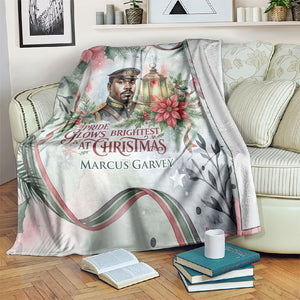Marcus Garvey Christmas Blanket Pride Glows Brightest Quote Watercolor Botanical Poinsettia