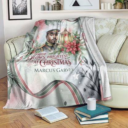 Marcus Garvey Christmas Blanket Pride Glows Brightest Quote Watercolor Botanical Poinsettia