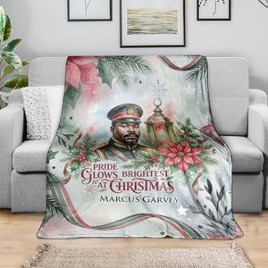 Marcus Garvey Christmas Blanket Pride Glows Brightest Quote Watercolor Botanical Poinsettia