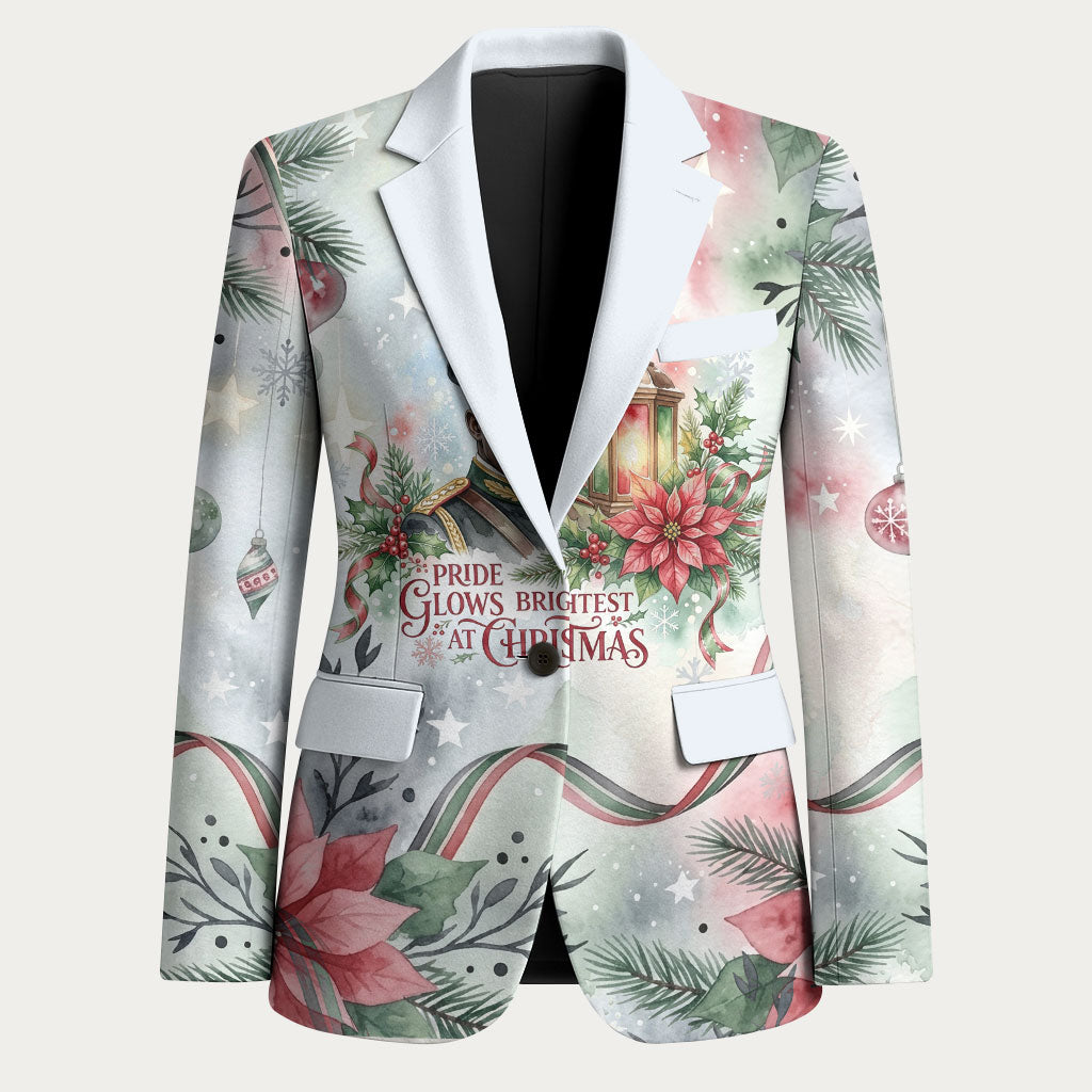 Marcus Garvey Christmas Blazer Pride Glows Brightest Quote Watercolor Botanical Poinsettia