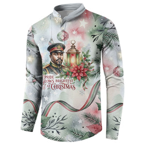 Marcus Garvey Christmas Button Sweatshirt Pride Glows Brightest Quote Watercolor Botanical Poinsettia