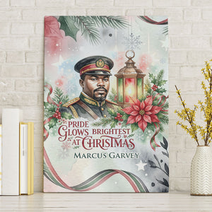 Marcus Garvey Christmas Canvas Wall Art Pride Glows Brightest Quote Watercolor Botanical Poinsettia