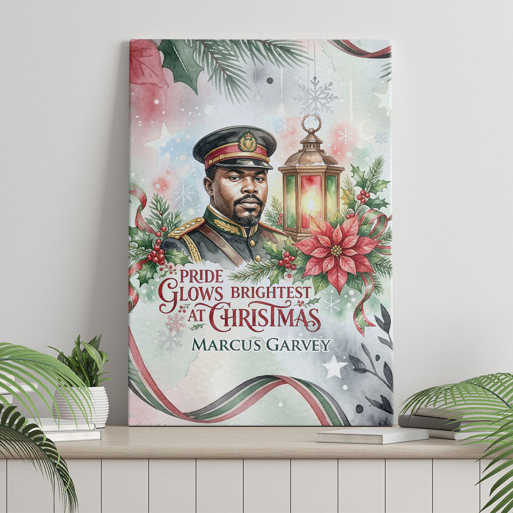 Marcus Garvey Christmas Canvas Wall Art Pride Glows Brightest Quote Watercolor Botanical Poinsettia