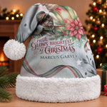 Marcus Garvey Christmas Santa Hat Pride Glows Brightest Quote Watercolor Botanical Poinsettia