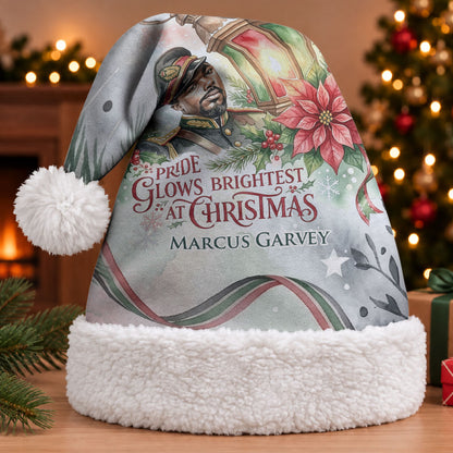 Marcus Garvey Christmas Santa Hat Pride Glows Brightest Quote Watercolor Botanical Poinsettia