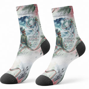 Marcus Garvey Christmas Crew Socks Pride Glows Brightest Quote Watercolor Botanical Poinsettia