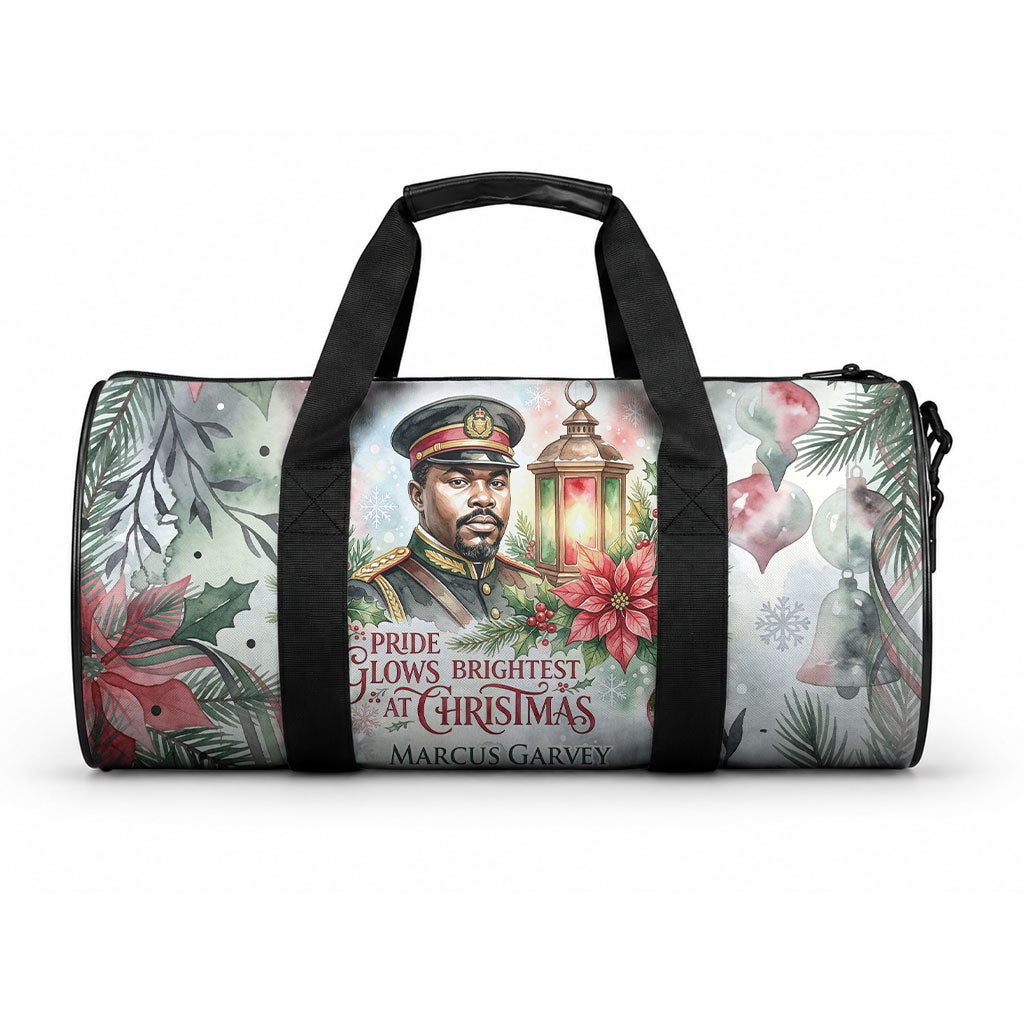 Marcus Garvey Christmas Duffle Bag Pride Glows Brightest Quote Watercolor Botanical Poinsettia
