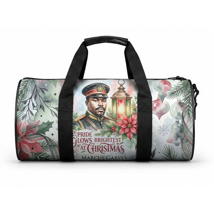 Marcus Garvey Christmas Duffle Bag Pride Glows Brightest Quote Watercolor Botanical Poinsettia