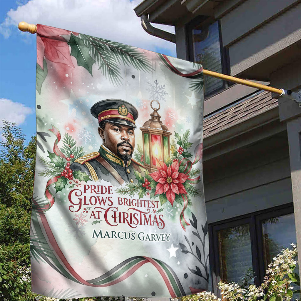 Marcus Garvey Christmas Garden Flag Pride Glows Brightest Quote Watercolor Botanical Poinsettia