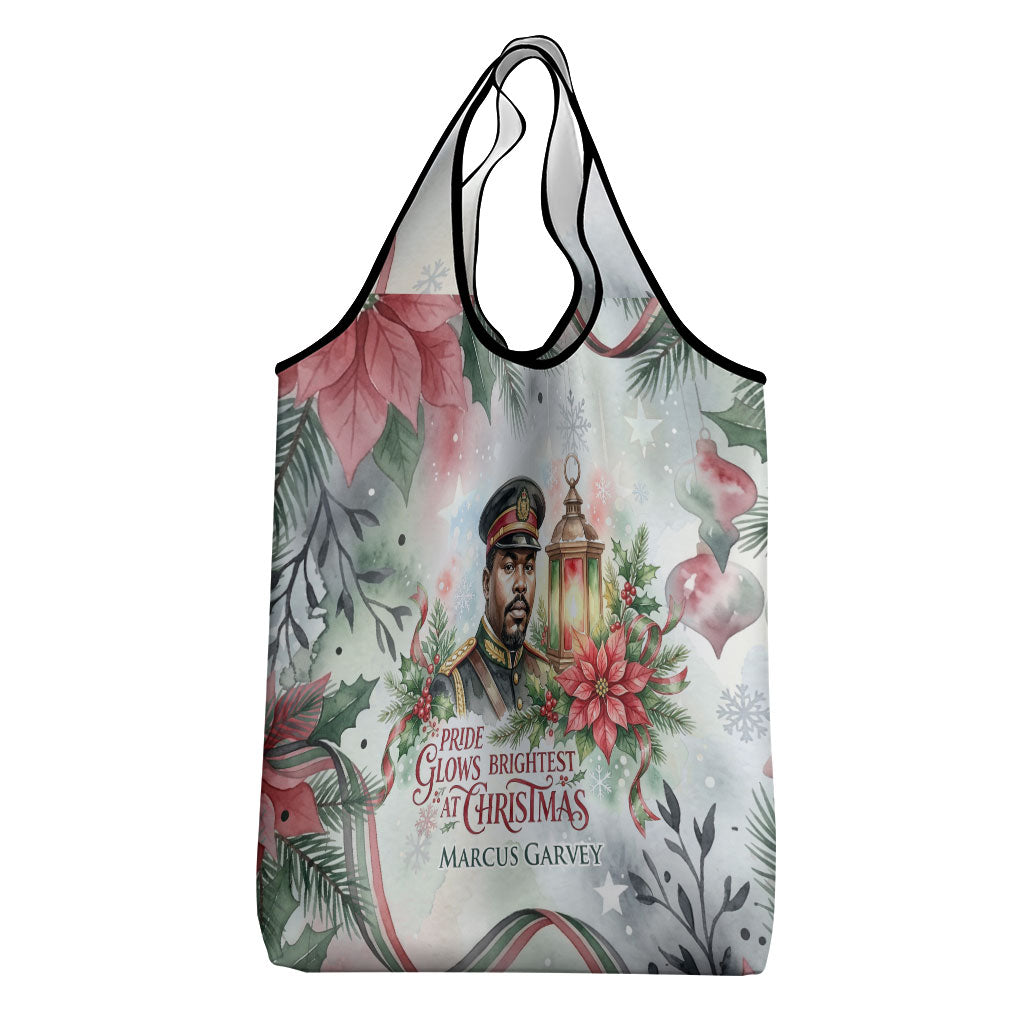Marcus Garvey Christmas Grocery Bag Pride Glows Brightest Quote Watercolor Botanical Poinsettia
