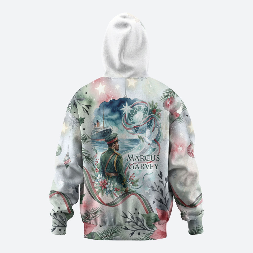 Marcus Garvey Christmas Hoodie Pride Glows Brightest Quote Watercolor Botanical Poinsettia