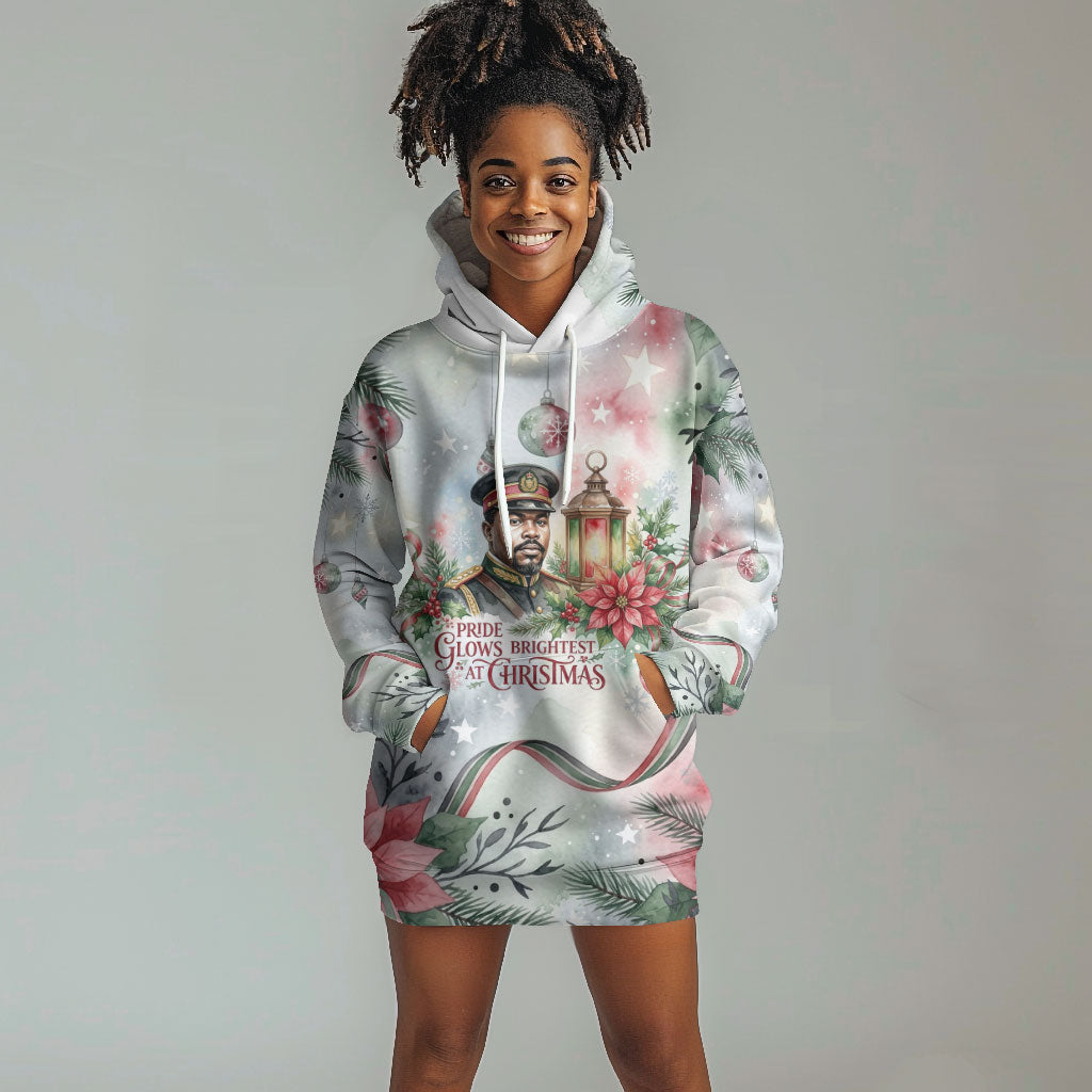 Marcus Garvey Christmas Hoodie Dress Pride Glows Brightest Quote Watercolor Botanical Poinsettia