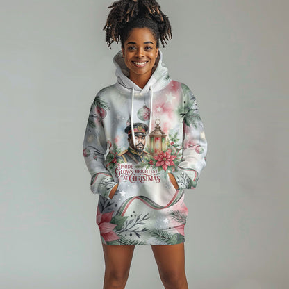 Marcus Garvey Christmas Hoodie Dress Pride Glows Brightest Quote Watercolor Botanical Poinsettia
