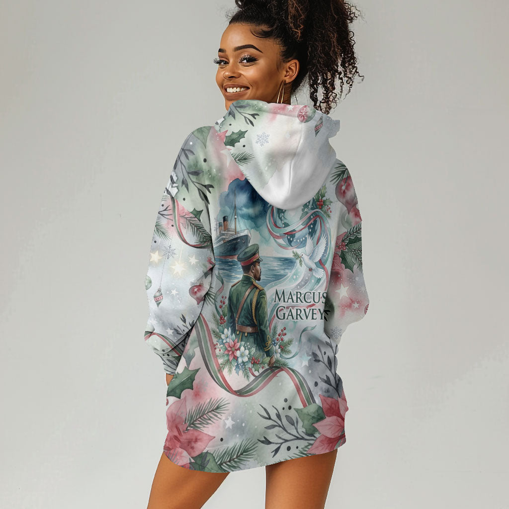 Marcus Garvey Christmas Hoodie Dress Pride Glows Brightest Quote Watercolor Botanical Poinsettia