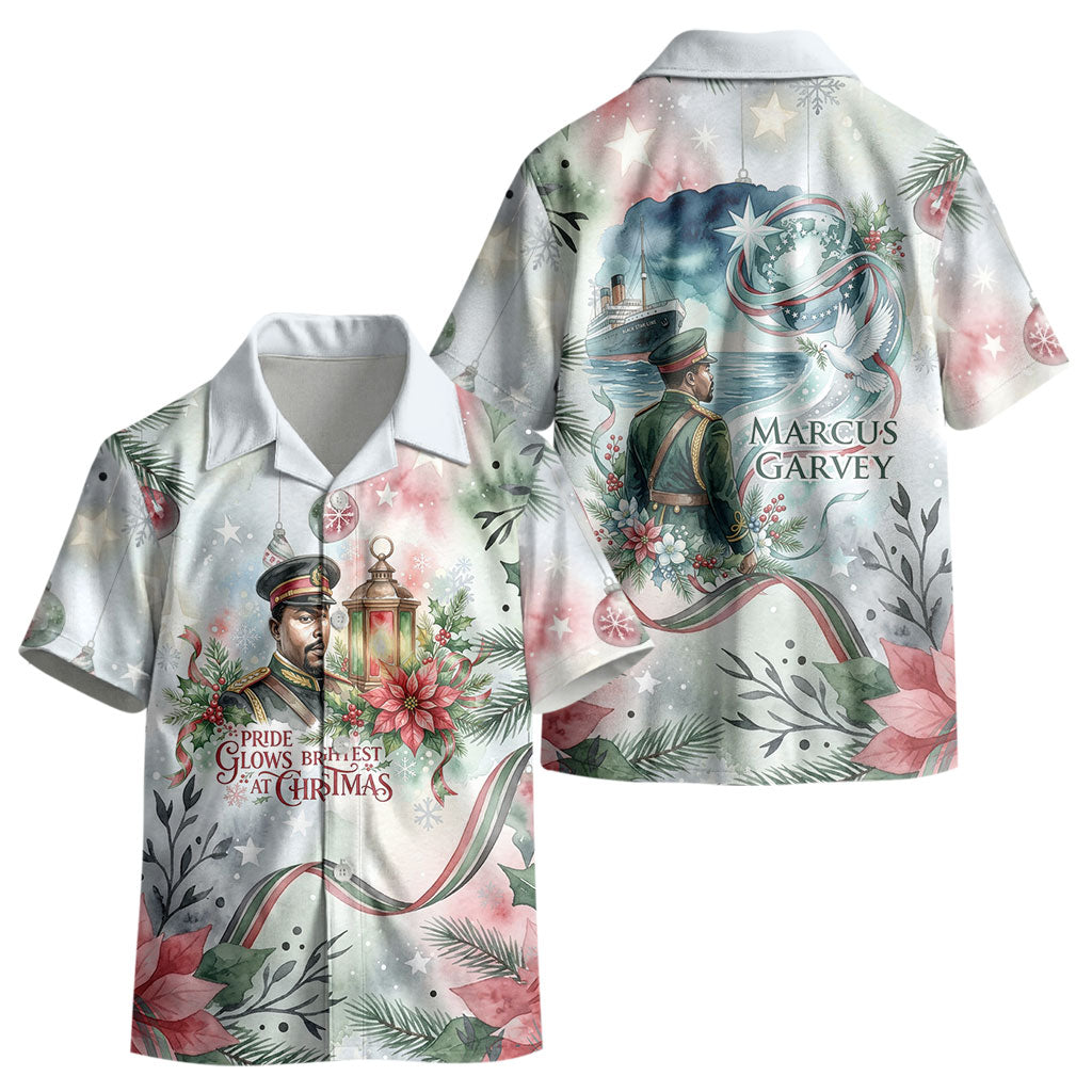 Marcus Garvey Christmas Kid Hawaiian Shirt Pride Glows Brightest Quote Watercolor Botanical Poinsettia