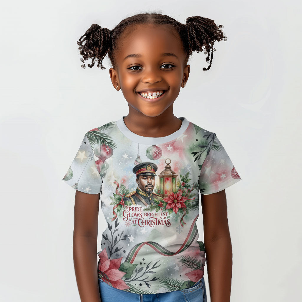 Marcus Garvey Christmas Kid T shirt Pride Glows Brightest Quote Watercolor Botanical Poinsettia