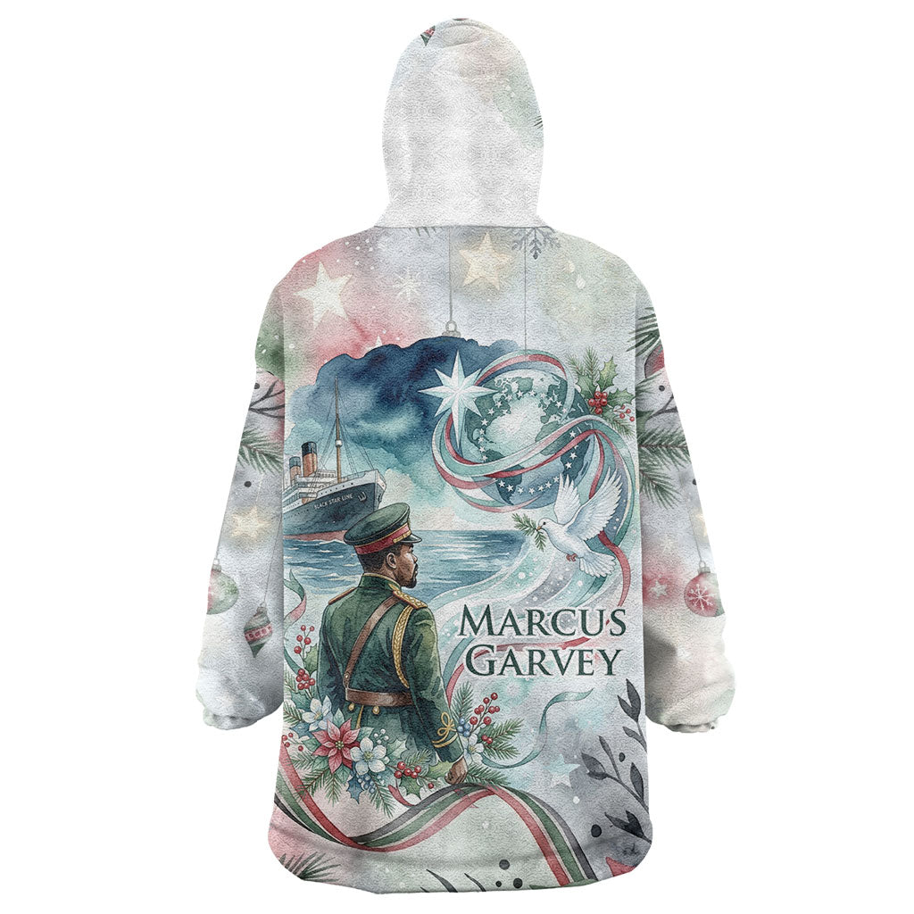 Marcus Garvey Christmas Kid Wearable Blanket Hoodie Pride Glows Brightest Quote Watercolor Botanical Poinsettia