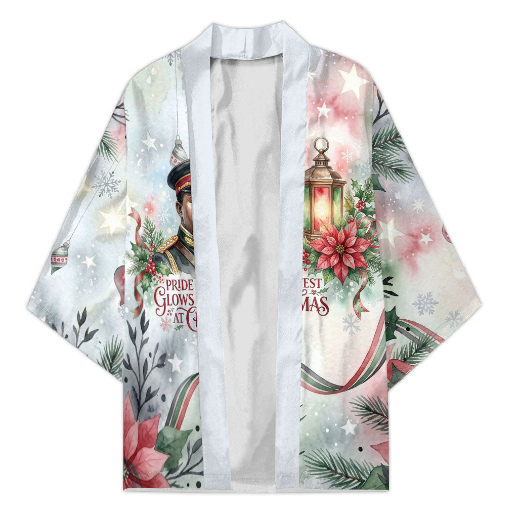 Marcus Garvey Christmas Kimono Pride Glows Brightest Quote Watercolor Botanical Poinsettia