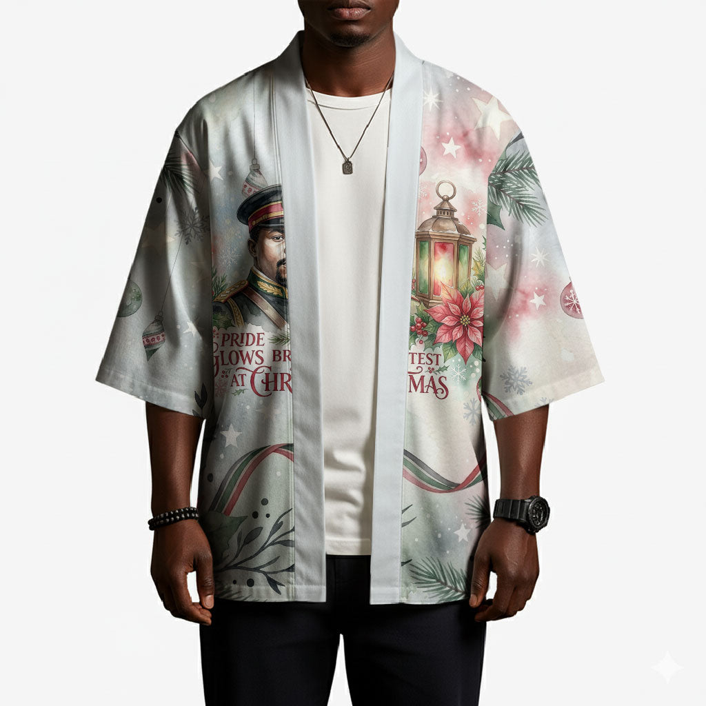 Marcus Garvey Christmas Kimono Pride Glows Brightest Quote Watercolor Botanical Poinsettia
