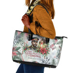 Marcus Garvey Christmas Leather Tote Bag Pride Glows Brightest Quote Watercolor Botanical Poinsettia