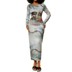 Marcus Garvey Christmas Long Sleeve Bodycon Dress Pride Glows Brightest Quote Watercolor Botanical Poinsettia
