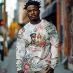 Marcus Garvey Christmas Long Sleeve Shirt Pride Glows Brightest Quote Watercolor Botanical Poinsettia